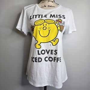 Mr. Men Little Miss Memes "Little Miss Loves Iced Coffee" Graphic Tee M Y2k